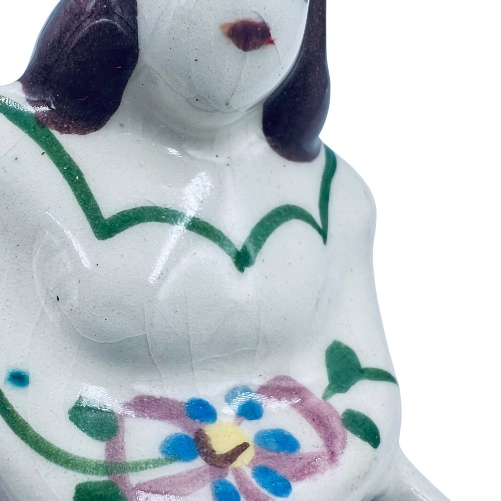 Vintage Lady Planter Brunette Hand-Painted Ceramic Retro Kitsch Crazing - Picture 12 of 16